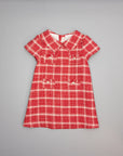 RED CHECK TWEED DRESS WITH POCKET FLAPS