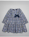 Girl’s floral print dress in blue and green tones