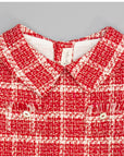 RED CHECK TWEED DRESS WITH POCKET FLAPS