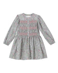 FLORAL GREEN AND PINK LONG SLEEVE DRESS