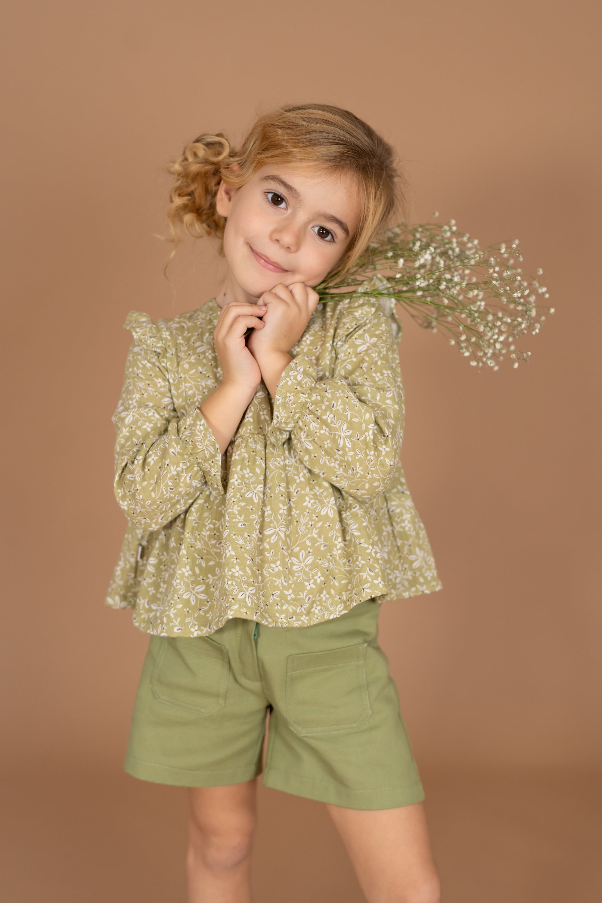 Green Floral blouse for girls