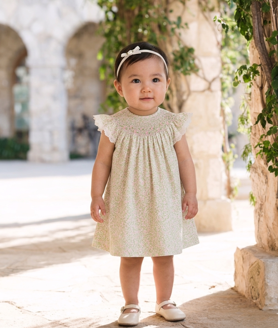 Liberty Print Hand-Smocked Baby Dress | Made in Spain