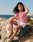 Pink knit polo sweater for girls