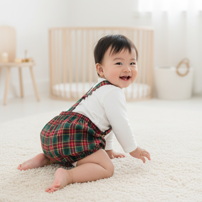 GREEN PLAID SHORTS WITH SUSPENDERS