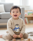 BEIGE SWEATER WITH PENGUIN