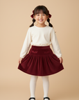 Burgundy velvet skirt with decorative elements