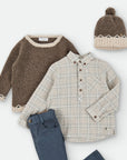 Beige Checked Cotton shirt for Boy