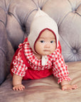 Red and white checkered blouse for babies