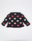 Black Cardigan with Pink and White Hearts