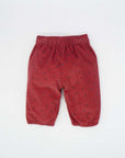 Red Velvet-Corduroy Trousers with Grey Polka Dots