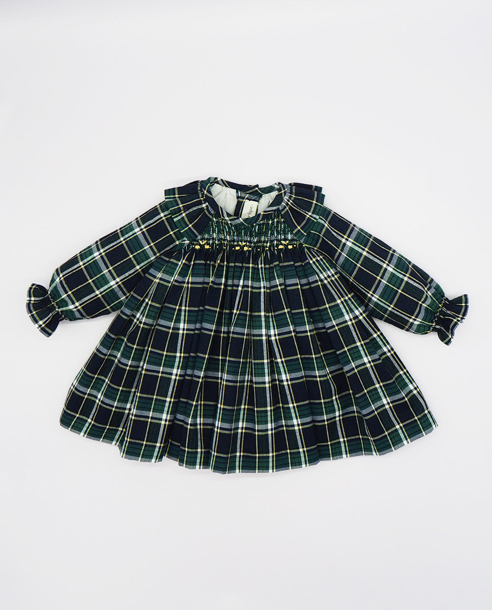Dark Green Hand-embroidered Baby Dress MIBONBN Dark Green Hand-embroidered Baby Dress MIBONBN