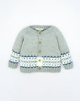 Grey Jacquard Cardigan with Blue details