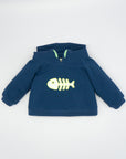 Blue Hoodie with Yellow Fish