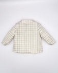 Beige Checked Shirt with Mandarin collar