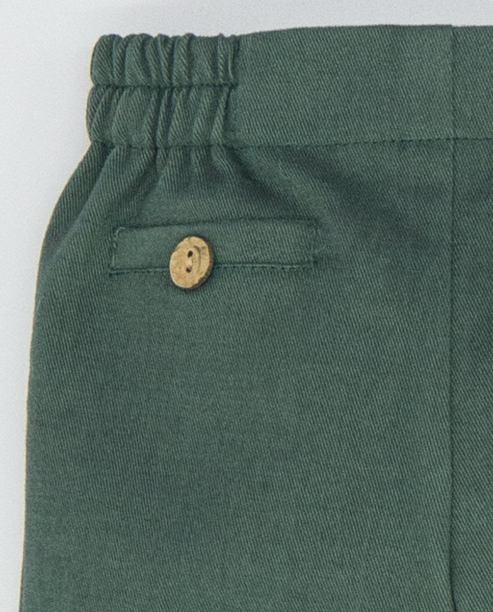 Green Cotton Trousers with Button details