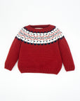 Red Jacquard Sweater with White & Black details