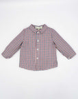 Red and Blue Checked V-Neck Shirt