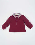 Red Polo Shirt with Checked Collar