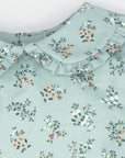 Blue Floral Blouse with Claudine collar