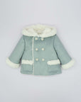 Faux Sheepskin Blue Coat with Hoodie