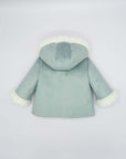 Faux Sheepskin Blue Coat with Hoodie