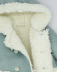 Faux Sheepskin Blue Coat with Hoodie