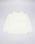 White Knitted Ruffle Sweater for Girl