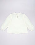 White Knitted Ruffle Sweater for Girl