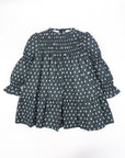 Navy Blue Cotton Dress with White Little Trees