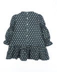 Navy Blue Cotton Dress with White Little Trees