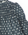 Navy Blue Cotton Dress with White Little Trees