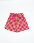 Fuchsia Shorts with pied-de-poule Pattern