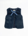 Dark Blue Faux-Fur Sleeveless Gilet