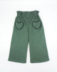 Green Cotton Trousers with Heart Pockets