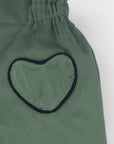 Green Cotton Trousers with Heart Pockets
