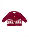 Burgundy jacket with white rabbit designs