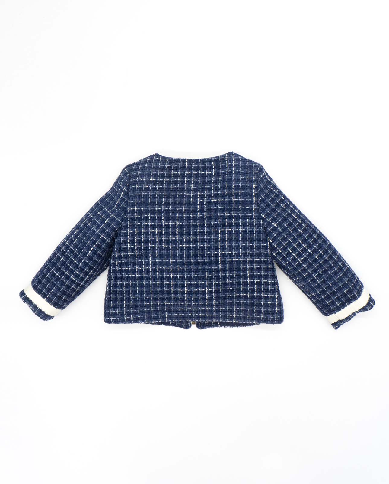 Navy Blue Tweed Jacket with White Details – MIBONBóN