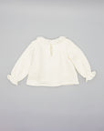 WHITE COTTON SWEATER WITH CHECKERED VIELLA COLLAR