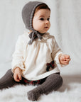 WHITE COTTON SWEATER WITH CHECKERED VIELLA COLLAR