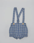 BLUE PLAID SHORTS WITH SUSPENDERS