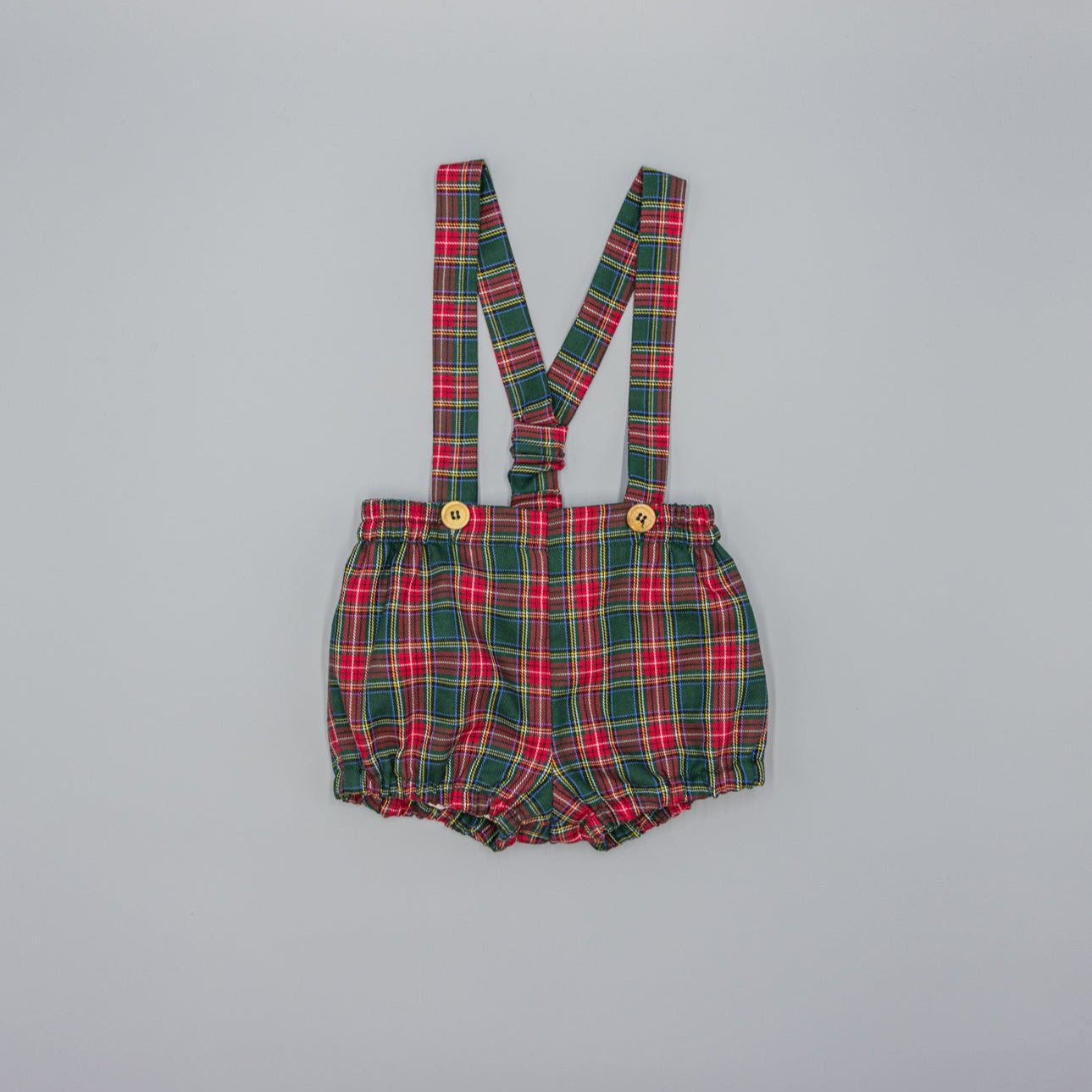 GREEN PLAID SHORTS WITH SUSPENDERS