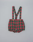 GREEN PLAID SHORTS WITH SUSPENDERS