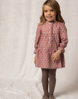 BURGUNDY VIELLA GIRL'S DRESS WITH FLORAL PRINT