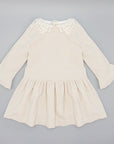 GIRL'S BEIGE CORDUROY DRESS WITH GUIPURE COLLAR