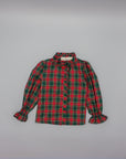 SHIRT GREEN PLAID WITH RUFFLE