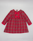 RED STRUCTURED FABRIC DRESS FOR GIRL WITH BOWS