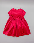 RED VELVET DRESS WITH BOWS