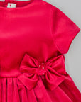 RED VELVET DRESS WITH BOWS