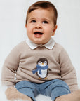 BEIGE SWEATER WITH PENGUIN