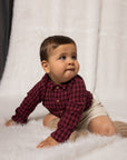 BURGUNDY VIELLA SHIRT WITH CHECKS